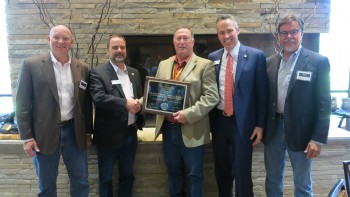 Pictured (L-R) Rick Magstadt (Wyo-Ben), Kyle Wendtland (WDEQ-LQD Administrator), Dale Nuttall (Wyo-Ben), Wyoming Secretary of State Ed Murray, and David Brown (Wyo-Ben)